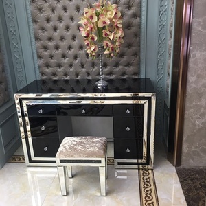 Fashion Style <strong>Black</strong> Mirror <strong>Dressing</strong> <strong>Table</strong> With Silver Edge - Product Image 2