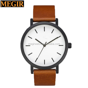 Cristal de zafiro cuarzo suizo <span class=keywords><strong>italiano</strong></span> genuino cuero banda de reloj de moda minimalista precisa ver - Product Image 3