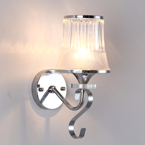 <strong>Chrome</strong> Finish Glass Shade Decorative <strong>Wall</strong> <strong>Lights</strong> for Bedroom With Switch New - Product Image 1