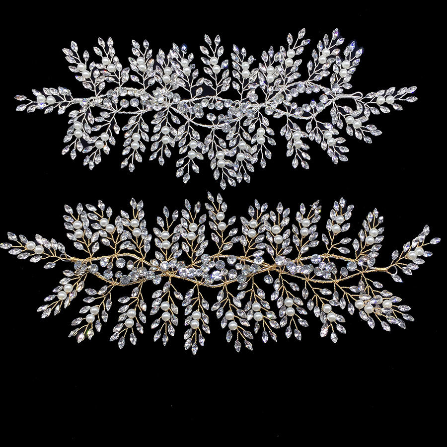 Роскошный Жемчужный горный хрусталь свадебная повязка ручной работы Свадебный головной убор Хрустальная тиара