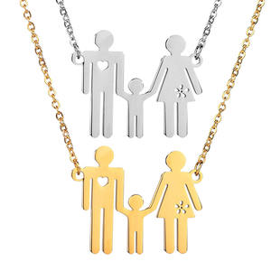Moda de acero inoxidable encantadores miembros de <span class=keywords><strong>la</strong></span> familia papá mamá niña <span class=keywords><strong>traviesa</strong></span> colgante collar de cadena de regalo - Product Image 6