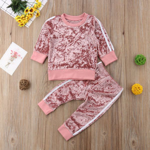 De moda multicolor niñas ropa de niños conjunto de ropa de manga larga tops + Pantalones bebé niño Otoño de <span class=keywords><strong>terciopelo</strong></span> trajes - Product Image 1