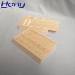 Boîte de rangement en pin massif à logo personnalisé avec compartiment USB Boîte à souvenirs de mariage Boîtes photo en bois à dessus coulissant pour clés USB photo - Product Image 3