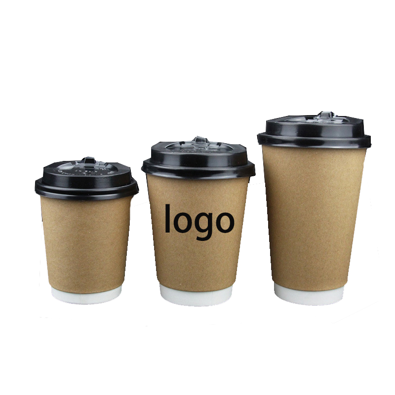 Taza de papel de doble pared desechable, reciclada, con logotipo personalizado impreso