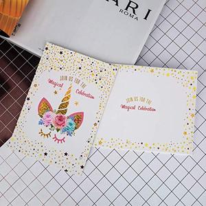 Paillettes Licorne <span class=keywords><strong>Carte</strong></span> 24 Pièces Kit avec Enveloppes, <span class=keywords><strong>Arc</strong></span>-<span class=keywords><strong>En</strong></span>-<span class=keywords><strong>Ciel</strong></span> Licorne Joyeux <span class=keywords><strong>Anniversaire</strong></span> <span class=keywords><strong>Carte</strong></span> D'invitation De Fête - Product Image 5