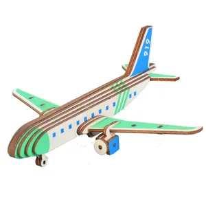 Assembly DIY Wood Education Construction Kit 3D Wooden Model Puzzles Colored C919 Airliner Plane toy