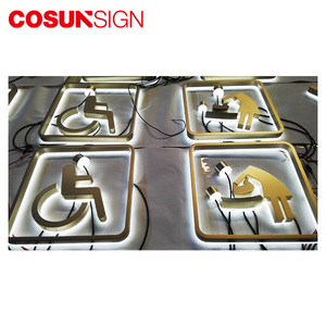 Placa con número de nombre para puerta de baño de lavado grabado con diseño de iluminación LED, señalización - Product Image 5