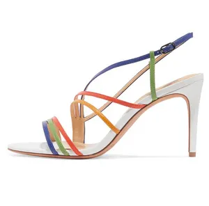 Popular factory handmade Colorful women high heel strappy stiletto party dress sandals