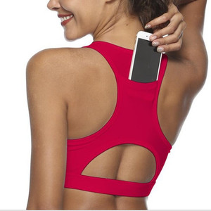 Vendita calda Palestra Nuovo stile Tasca Posteriore di Disegno del Poliestere Sexy Delle Donne di Sport di Yoga Del Reggiseno
