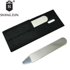En gros argent miroir cols 2 pièces col raidisseurs dans sac non tissé 4 pièces inserts de col en cuir PU noir portefeuille - Product Image 4