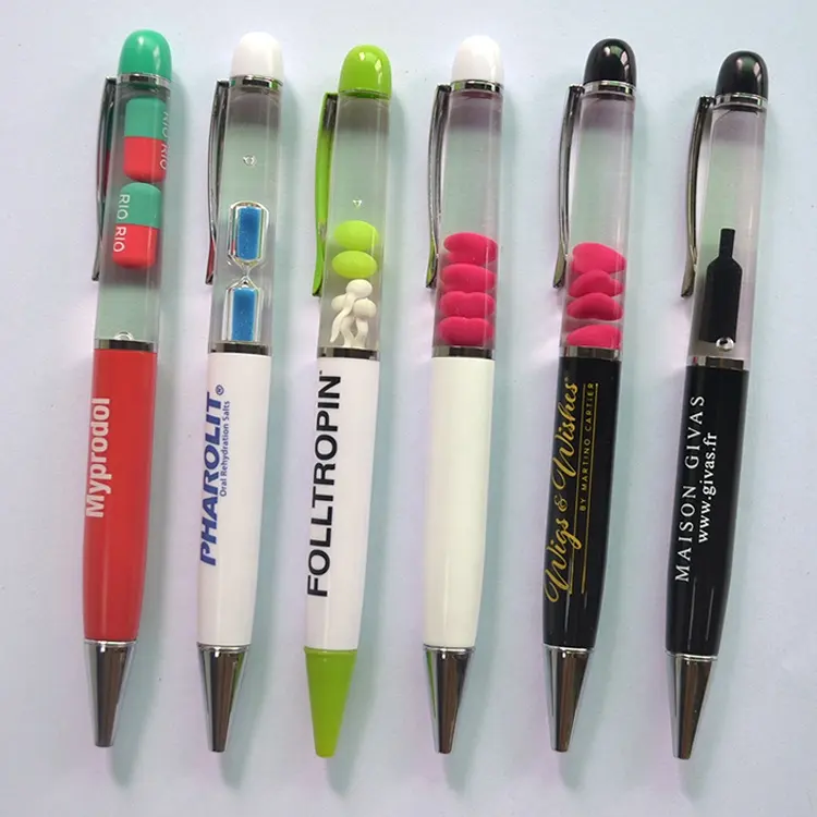 Linli Aangepaste Logo 3D Promotionele Drijvende Vloeibare Pen, Aqua Pen, Floater Balpen