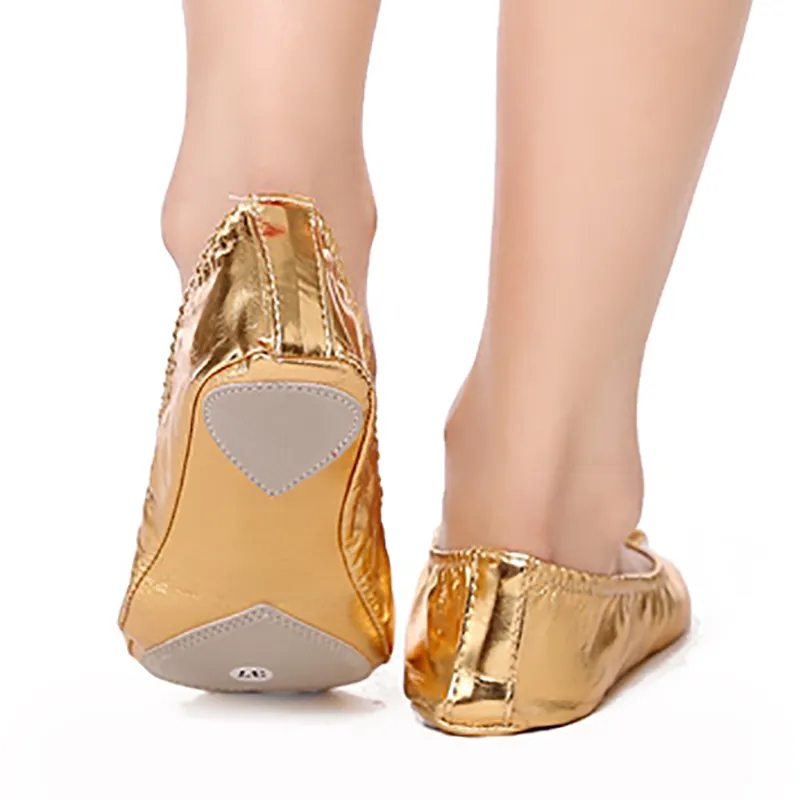 PU Top Gold Soft Indian Women's Belly Dance Dance Shoes Ballet Shoes Ballet Dance Slippers Kids For Girls Women