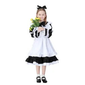 Factory hot sale classic french maid costume black white maid costumes kids maid costume