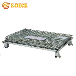 Depo galvaniz katlanabilir depolama geri dönüşüm ızgara çinko metal tel örgü çelik palet kutu konteyner tekerlekler ile - Product Image 4