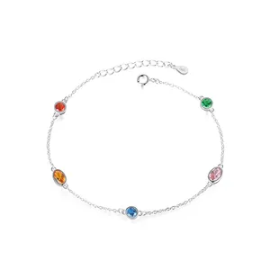 CZCITY Women Fine Jewelry Party Colorful Topaz Gemstone Pulseira Femme 925 Sterling Silver Chain & Link Bracelets
