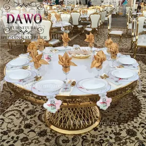 טקס זכוכית מראה נירוסטה עגול חתונה אוכל שולחן למכירה
