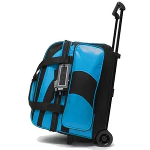 Durable deluxe double roller bowling bag with 2 compartments