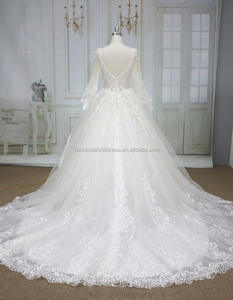 <span class=keywords><strong>Lungo</strong></span> maniche <span class=keywords><strong>in</strong></span> <span class=keywords><strong>tulle</strong></span> <span class=keywords><strong>con</strong></span> taiwan del merletto che borda UNA linea pannello esterno abiti da sposa per la sposa 2019 - Product Image 5