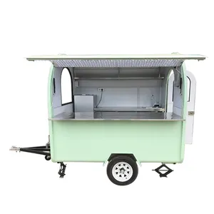 泰式油炸冰淇淋卷拖车拖车，用于刨冰的移动咖啡食品车