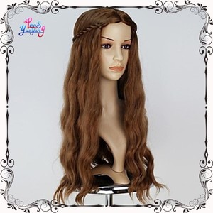 Long Ondulé Brun Thrones Cersei <span class=keywords><strong>Lannister</strong></span> Cosplay Perruque avec Tresse - Product Image 2