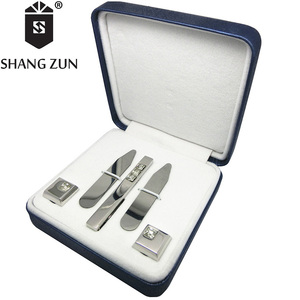 Collier en argent reste costume cravate clips pin ensembles manchette bijoux hommes cadeau bouton de manchette en argent - Product Image 3