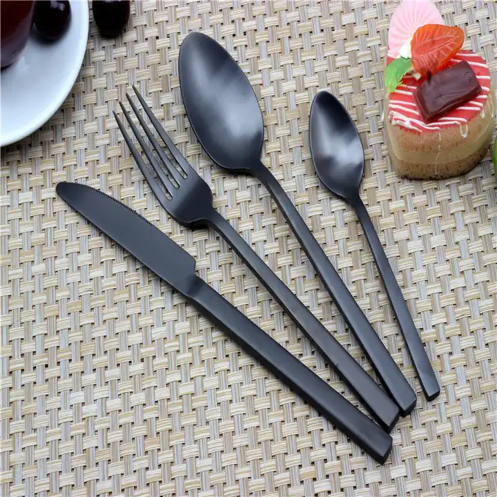 black matte cutlery, black knife fork