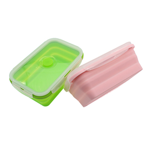<span class=keywords><strong>Barato</strong></span> elegante compartimento único de silicona plegable caja de almuerzo con tapa y cuchara - Product Image 3
