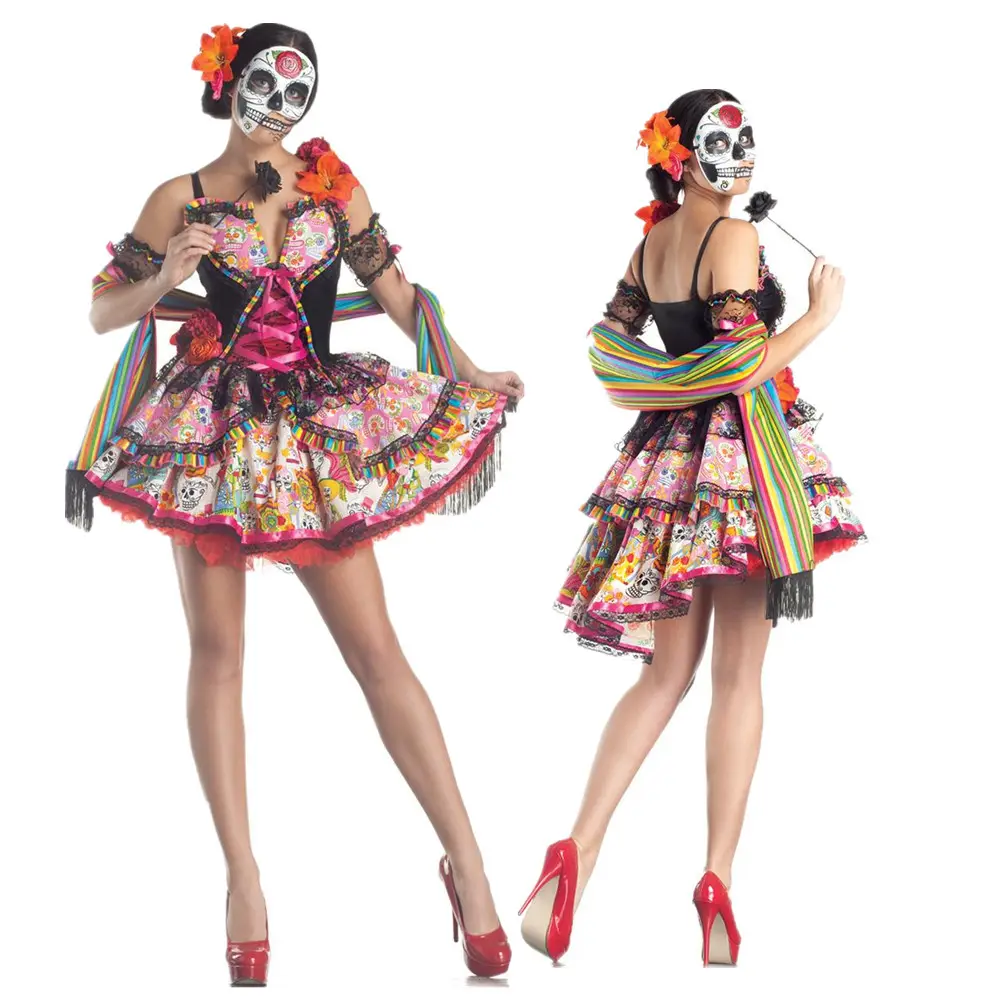 Disfraz de Halloween de la novia malvada, Día de los muertos, thriller, esqueleto