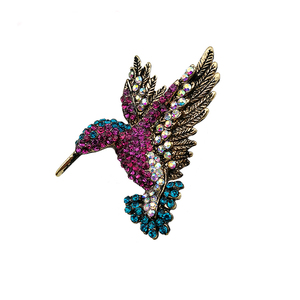 Antiguo de diamantes de imitación de oro pájaro colibrí broches Pin - Product Image 1