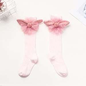 Kaus Kaki Bayi Perempuan Selutut Bunga, Kaus Kaki Bot Tabung Panjang Motif Pita Bunga Lucu - Product Image 5