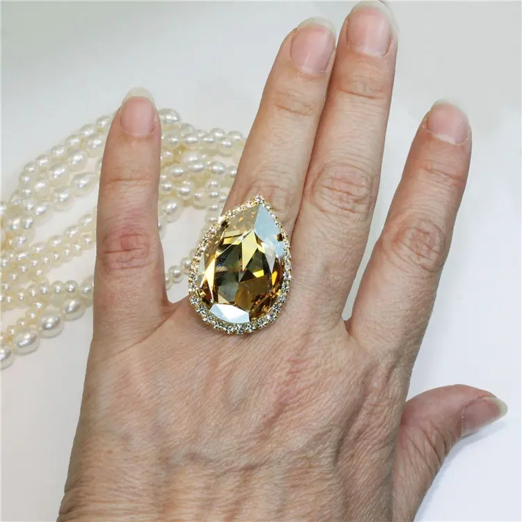 Novo grande zircônio gota anéis para mulheres, moda, joias, noivado, casamento, presente de aniversário, acessórios