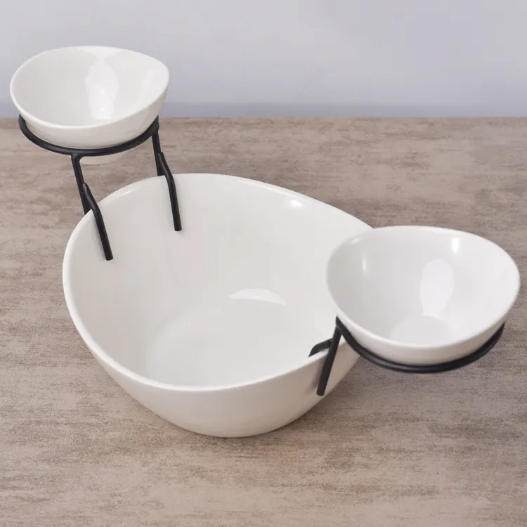 Chất Lượng Tốt Có Thể Tháo Rời Nhà Hàng Trắng Phục Vụ Lớn Sứ Xương Trung Quốc Bowls Salad Bowl Set