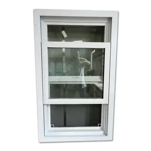 Fenêtre coulissante verticale à double suspension en PVC de style américain, insonorisée de haute qualité, prix d'usine