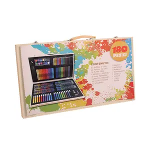 Professional Art Set 180 Pieces Deluxe Art Set in Wooden Case For Painting & Drawing Set Professional Art Kit