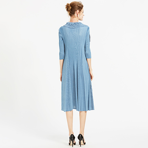 Pur populaire Bleu Clair <span class=keywords><strong>Belle</strong></span> Simple Femmes Lâche Robe Plissée - Product Image 5