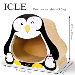 Neues Design Umwelt freundlicher Stand Pinguin-förmiges Recycling-Wellpappe Pappe Cat Paws Scratcher House - Product Image 6