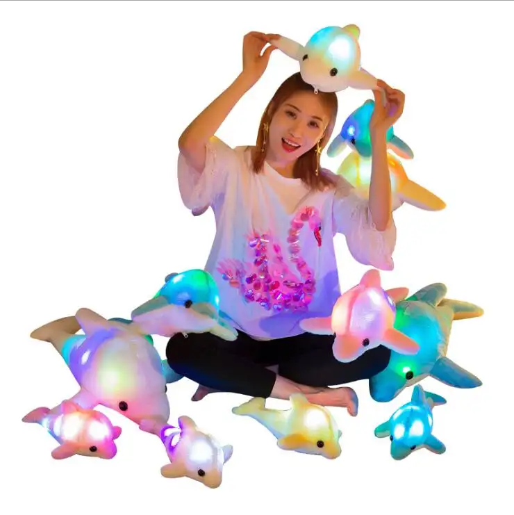 18" Sea Animal Little Stuffed Sparkling LED Light Dolphin Plush Toy