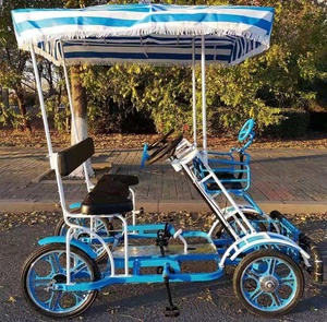 Factory Outlet New Design Sightseeing Four Wheels Canopy Tour Quadricycle <strong>Tandem</strong> <strong>Bike</strong> With Child Seat - Product Image 2