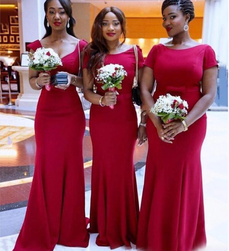 Custom Made Elegant Plus Size Red Mermaid Women Dresses For Bridesmaid