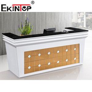 Quầy Gỗ Văn Phòng Màu Đen Bàn Tiếp Tân Thiết Kế Mặt Trước Văn Phòng Kim Cương - Product Image 3