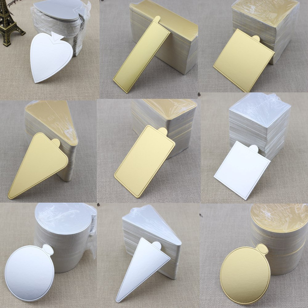 Petit Triangle En Carton Rond Argent Carré Gâteau Carte Conseil Plateau Pour Gâteau Tiramisu