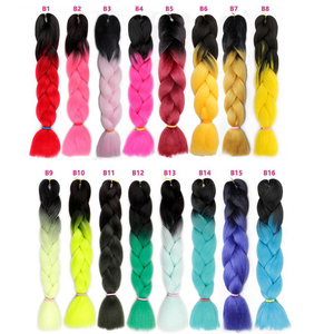 Crochet trenzado Ombre 60 colores <span class=keywords><strong>Kanekalon</strong></span> 24 pulgadas extensión del <span class=keywords><strong>pelo</strong></span> trenzado trenzas de Crochet trenzas Jumbo - Product Image 3