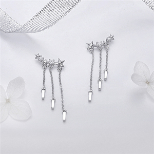 Qings Long <strong>Earrings</strong> 925 Sterling <strong>Silver</strong> Zircon <strong>Chain</strong> <strong>Earrings</strong> With High Quality - Product Image 4