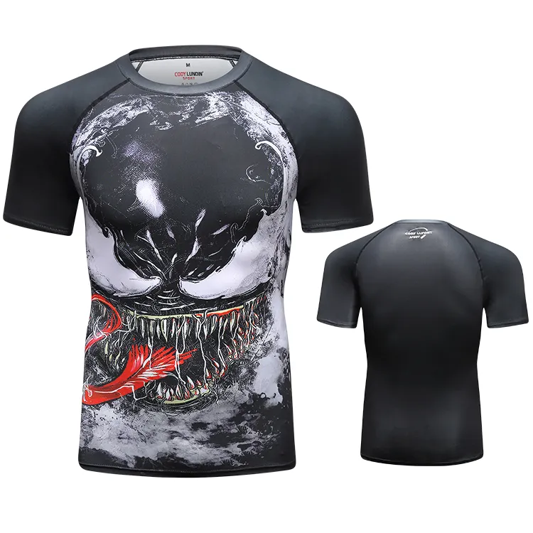 Guangzhou Fengrui Custom Printing 3d Venom Gym T-shirt Designer Nieuwste Sublimatie Sport Korte Mouw T-shirt