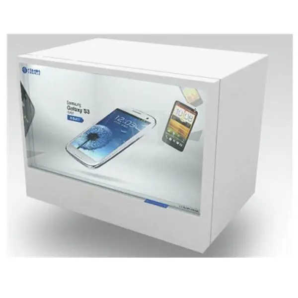 Advertising see through led showcase 22inch transparent lcd showcase