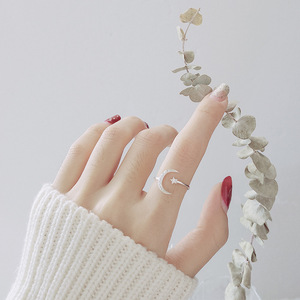 Five Star With <strong>Moon</strong> Open 925 Sterling Silver <strong>Rings</strong> for Women Jewelry - Product Image 3