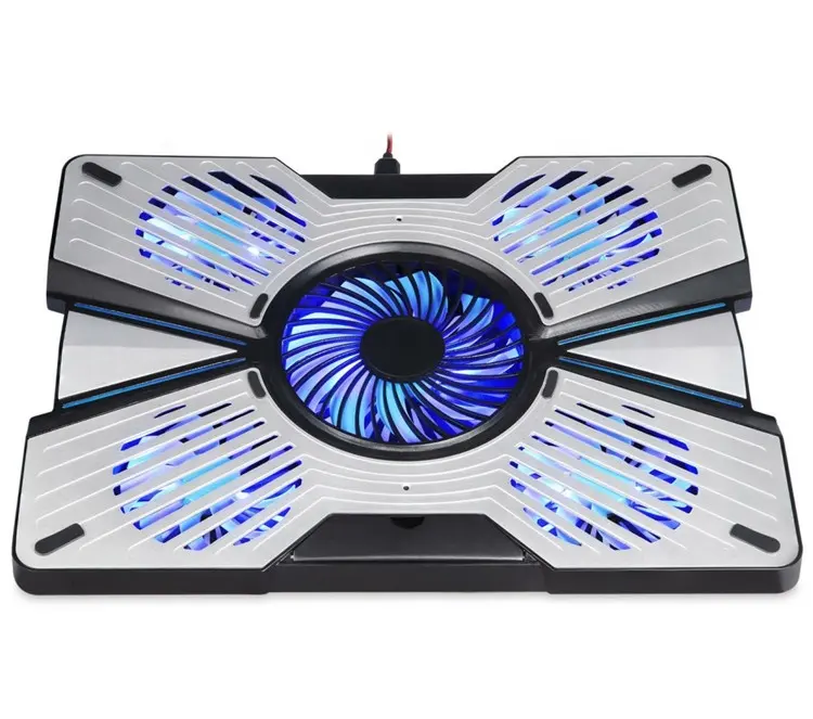 Adjustable Hight RGB Laptop Stand Cooler Pad Five Fans Aluminium alloy USB Draw Marquee-LED Banner Computer Notebook Cooling Pad