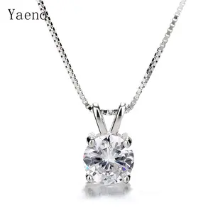 Hot Sale Simple Design 925 Sterling Silver Single Stone Pendant