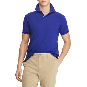 En blanco de Color azul ajuste personalizado dos cuello botones <span class=keywords><strong>desigual</strong></span> Split dobladillo Mans camiseta de Polo - Product Image 1