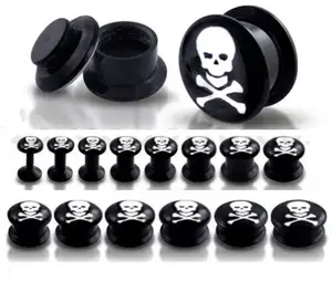 Custom Cat Black Acrylic Screwed Ear Gauge Plugs And Tunnels Piercing Stretcher Expander